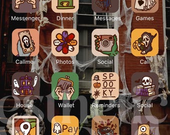 Spooky Monsterfest - MAIN PACK - Hand Drawn IOS18 App Icons Bundle, IOS16 App Cover, Fall Autumn Halloween Aesthetic, Icons iPhone + Android