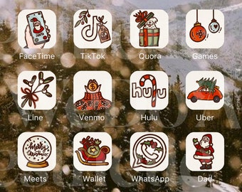 Christmas MAIN PACK - Hand Drawn IOS14 App Icons Bundle, IOS16 App Covers, Winter Theme, Christmas Holiday Aesthetic, Icons iPhone + Android