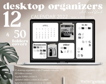 CALENDAR 2022 Desktop Wallpaper  - Desktop Wallpaper Organizer, MacBook Folder Icons, Mac Natural Minimal Wallpaper, Mac Windows Organizer