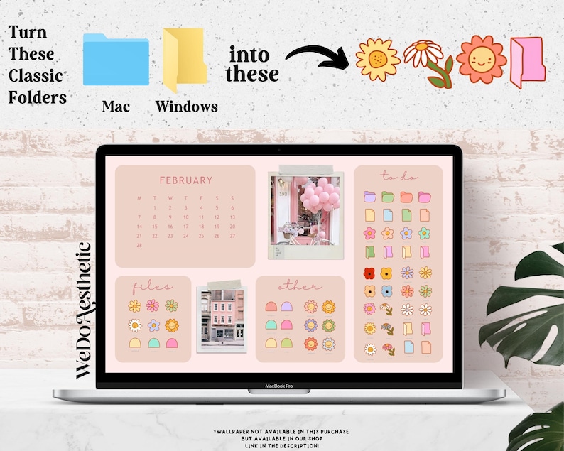 70 Cute Flowers Desktop Folder Icons Mac Windows Folders Etsy