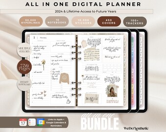 All-in-One Dated Digital Planner 2024, 2025, Budget, Fitness, Notebook, Daily Planner, Goodnotes Planner, iPad Planner, Notability Planner