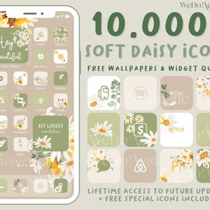 10,000+ Daisy App Icons, Natural Sage Minimal Icons, App Covers, IOS15 Soft Green Icons, Spring Summer Icons, Aesthetic Home Screen Pack