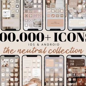 100,000 IOS14 Natural Winter App Icons, Neutral Aesthetic, Icons Bundle, IOS15 App Covers, IOS Themes, Icons iPhone Beige Neutral Boho image 1