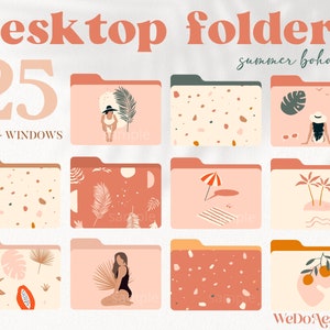 25 Desktop Folder Icons, Mac + Windows Folders Icons, Mac Natural Boho Icons, Summer Mac Folders, Computer Folders, Desktop Organizer Bundle