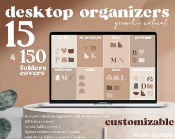 Desktop Wallpaper Organizer, MacBook Folder Icons, Mac Natural Beige Minimal Wallpaper, Mac Wallpaper, Computer Wallpaper, Windows Organizer