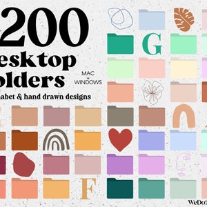 1200 Desktop Folder Icons, Mac + Windows Folder Icons, Mac Natural Minimal Icons, Mac Folders, Computer Folders, Desktop Organizer Bundle