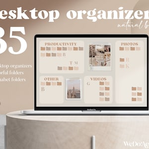 Desktop Wallpaper Organizer, MacBook Folder Icons, Mac Natural Beige Minimal Wallpaper, Mac Wallpaper, Computer Wallpaper, Macbook Organizer