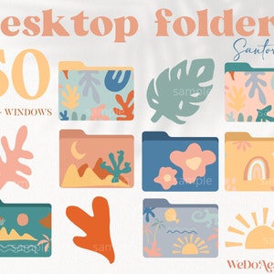 50 Desktop Folder Icons, Mac + Windows Folders Icons, Mac Natural Boho Icons, Summer Mac Folders, Computer Folders, Desktop Organizer Bundle