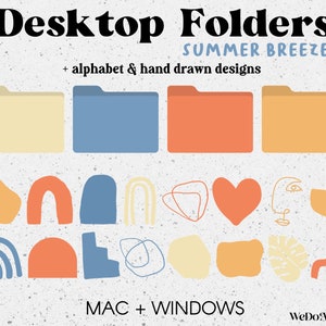 50 Desktop Folder Icons, Mac + Windows Folders Icons, Summer Mac Minimal Icons, Mac Folders, Computer Folders, Desktop Organizer Bundle