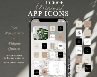 10,000+ App Icons, Natural Minimal Icons, App Covers, IOS17 Handlettered App Icons, Black Minimalist Icons, Aesthetic Home Screen Pack
