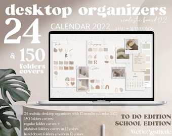 CALENDAR 2022 Desktop Wallpaper  - Desktop Wallpaper Organizer for students, MacBook Folder Icons, Mac Windows Natural Minimal Wallpaper