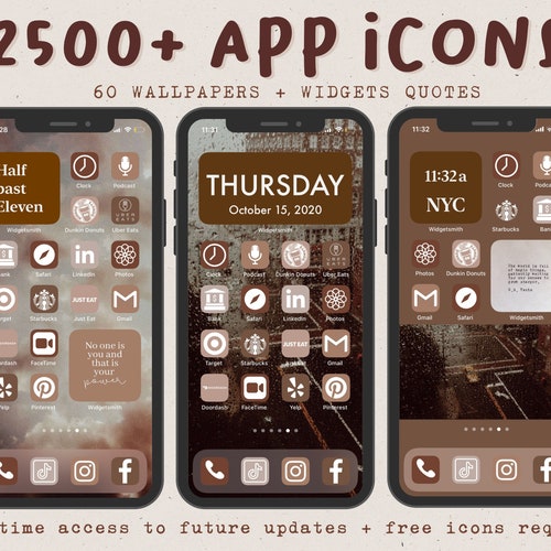 Ios14 Brown App Icons Minimal Icons Aesthetic Home Screen Etsy