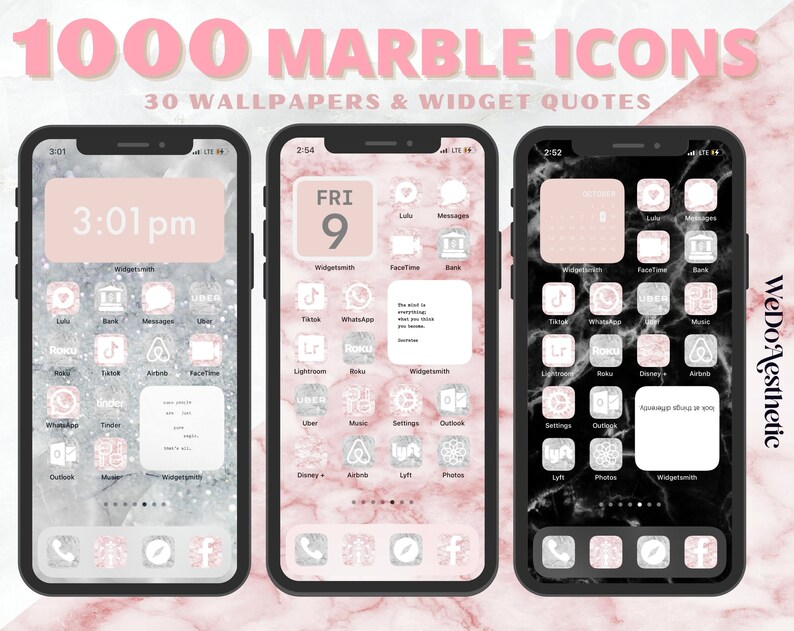 IOS14 App Icons Marble Theme App Covers Icons Bundle IOS14 Etsy