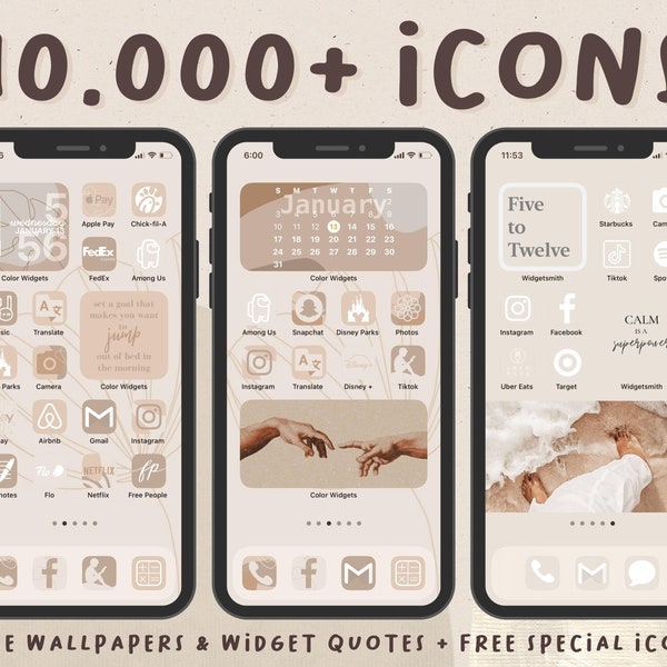 10,000+ Natural Boho App Icons, Neutral Aesthetic Icons Bundle, IOS14 App Covers, IOS15 Minimal App, IOS Widgets, Shortcuts for iPhone