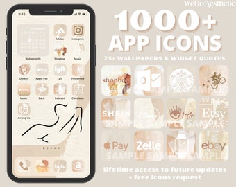 IOS14 App Icons, Natural White Aesthetic, App Covers, Icons Bundle, IOS14 App Covers, IOS 14, IOS Themes, Boho IOS14, Beige Icons iPhone