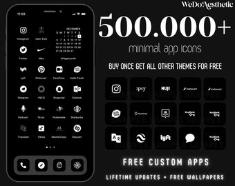 500.000+ IOS14 Black App Icons, Black Aesthetic, Minimal App Cover, Icons Bundle, IOS14 App Covers, IOS 14, Android Icon, Black Icons iPhone