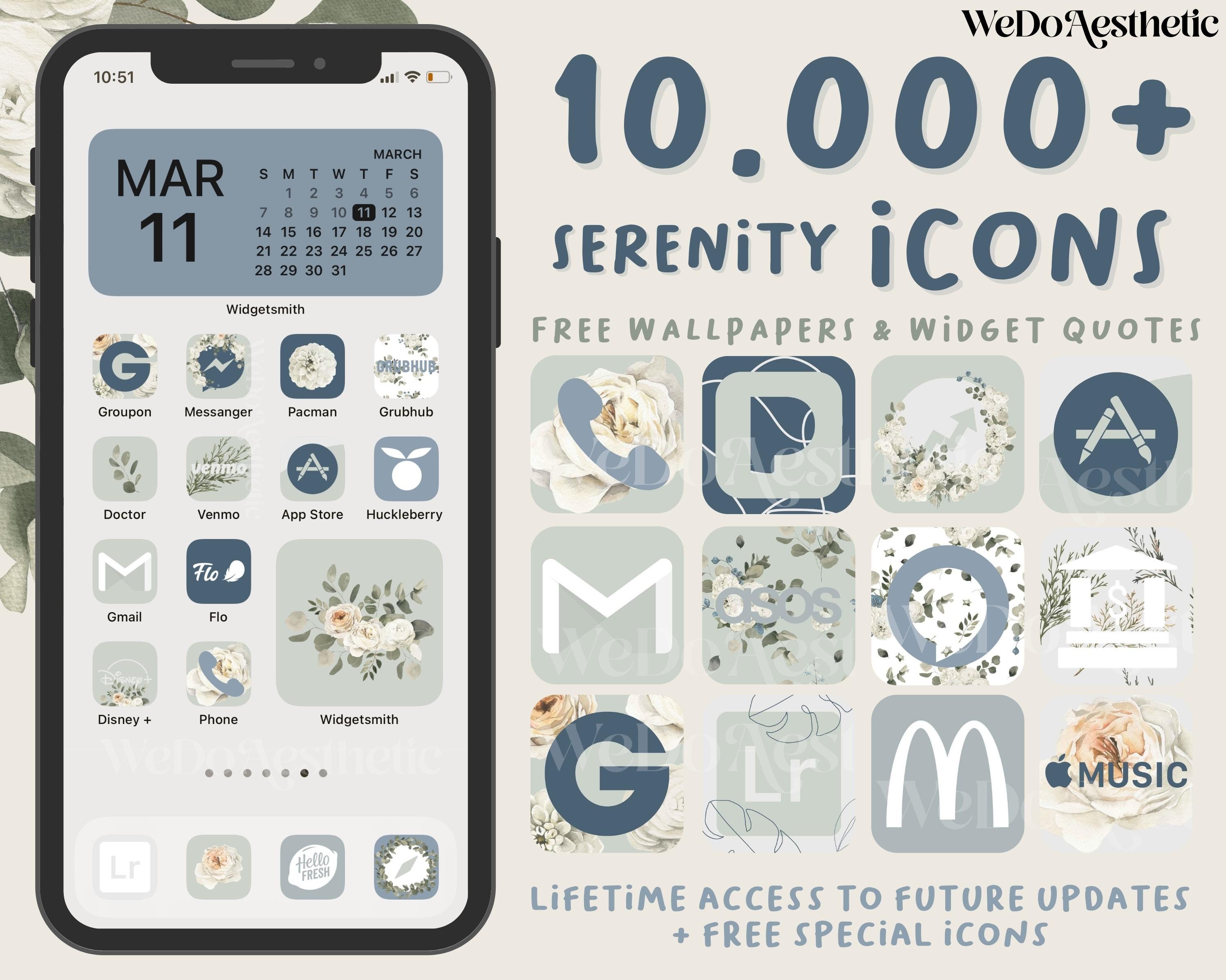 10.000 Serenity App Icons Sage Green Aesthetic Summer - Etsy Sweden