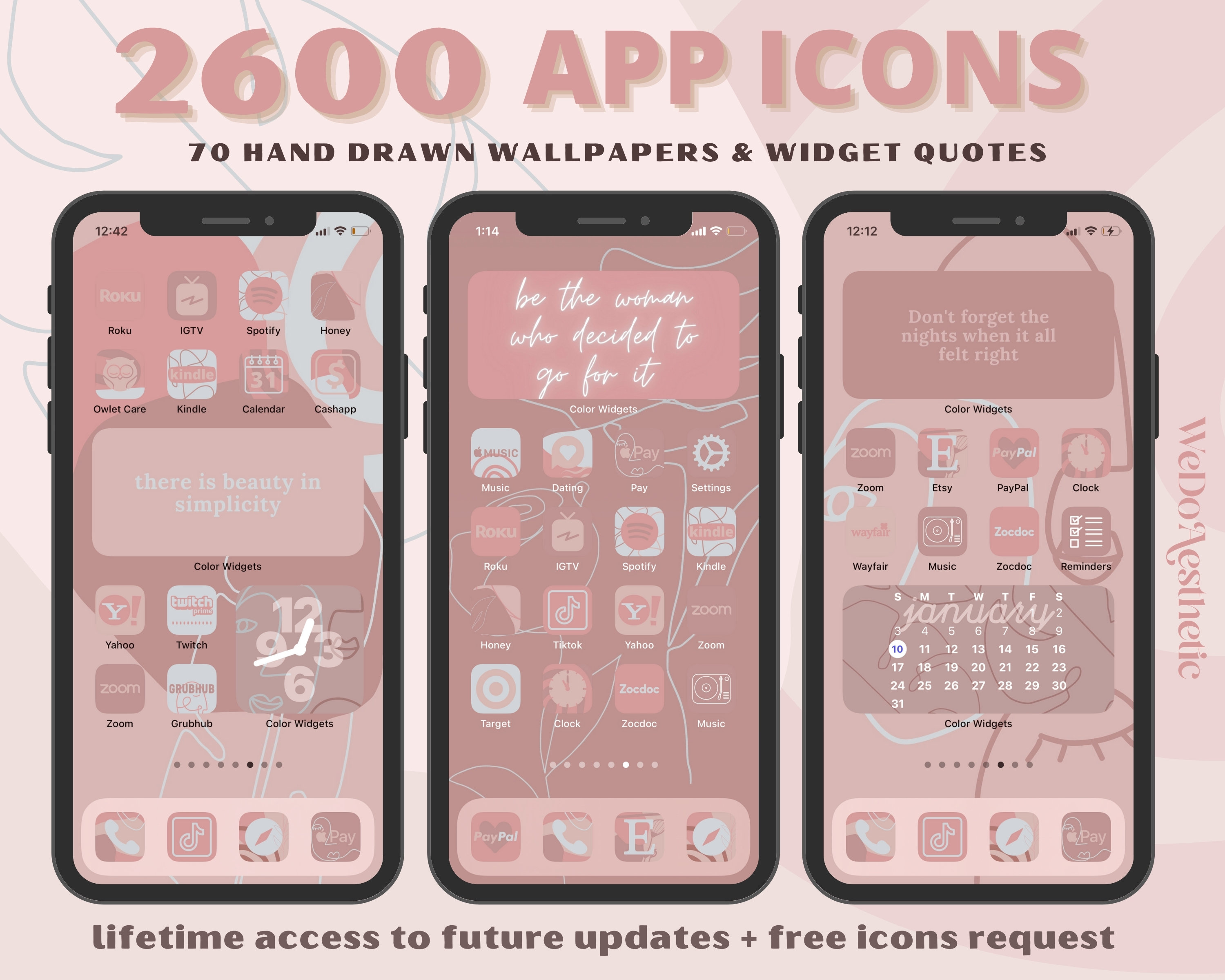IOS14 App Icons Rose Gold Aesthetic App Covers Icons - Etsy Israel