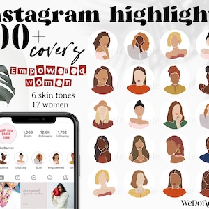 100+ Empowered Women Instagram Highlights Covers, IG Highlight Icons, Story Highlights Skin Tones, Social Media Story Highlights Covers