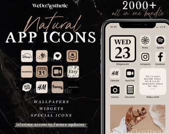 Icônes d'application IOS16, Esthétique noir naturel, Couvertures d'application, Esthétique de ton neutre, Couverture Widget iOS 16, Widgetsmith App Icon Pack Raccourci iOS