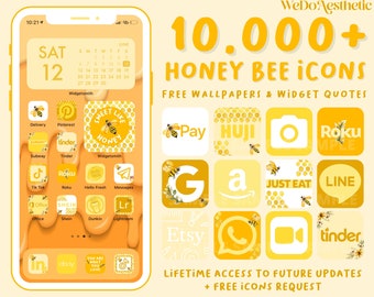 IOS14 App Icons, Yellow Aesthetic, App Covers, Yellow Icon Bundle, Summer App Icons, Hand Drawn Icons, Honey App Icons Android, Yellow Icons