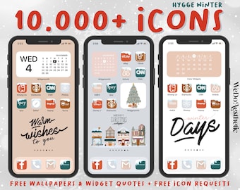 10,000+ Christmas App Icons Bundle, Hygge Winter Theme, iOS14 iOS 15 App Covers, Xmas Christmas Winter Aesthetic, Icons for iPhone + Android