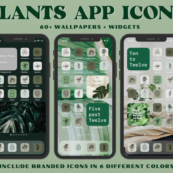 IOS14 App Icons, Pflanzen Theme, Grüne Icons Bundle, IOS14 App Covers, IOS14, IOS14 Icons, IOS14 Ästhetik, Pflanzen Icons für iPhone, IOS14 Icons