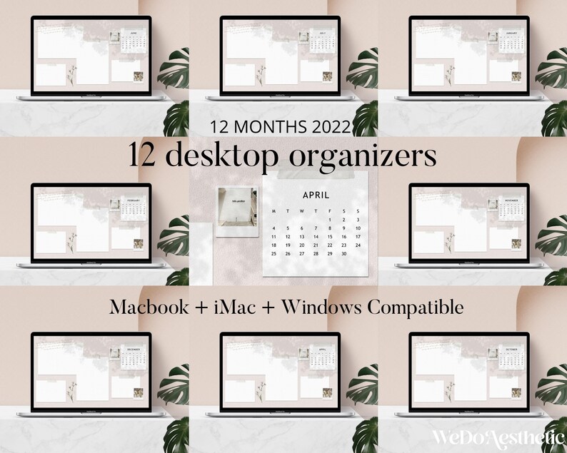 CALENDAR 2022 Desktop Wallpaper CUSTOM Desktop Wallpaper Etsy