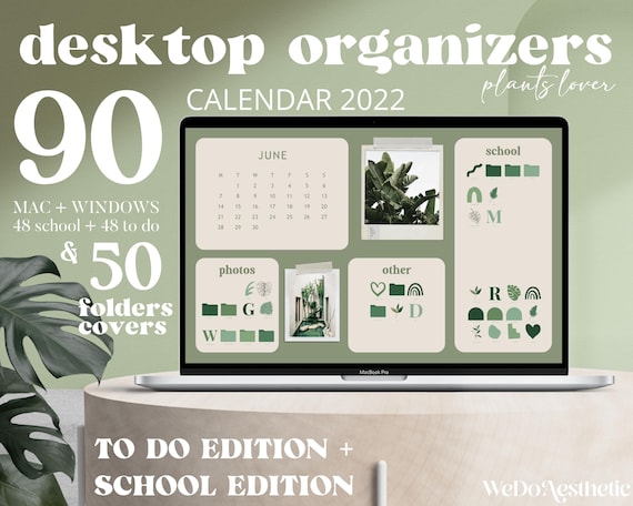 CALENDAR 2022 Desktop Wallpaper Green Desktop Organizer for Students, Green  Plants MacBook Folders, Mac Green Wallpaper, Windows Organizer - Etsy