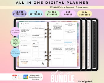 All-in-One Dated Digital Planner 2024, 2025, Budget, Fitness, Notebook, Daily Planner, Goodnotes Planner, iPad Planner, Notability Planner