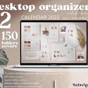 CALENDAR 2022 Desktop Wallpaper - Desktop Wallpaper Organizer, MacBook Folder Icons, Mac Natural Minimal Wallpaper, Windows Organizer Folder