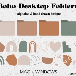 50 Desktop Folder Icons, Mac + Windows Folders Icons, Mac Natural Minimal Icons, Mac Folders, Computer Folders, Desktop Organizer Bundle