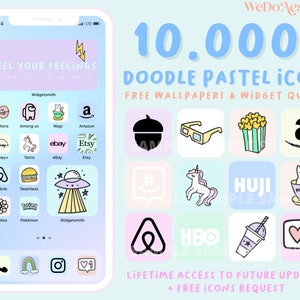 10.000+ IOS14 App Icons Summer, Doodle Pastel Aesthetic, App Covers, Cute Icons Bundle, IOS14 App Covers, IOS 14, Pastel Collection
