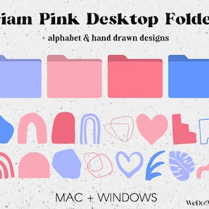 50 Desktop Folder Icons, Mac + Windows Folders Icons, Mac Pink Minimal Icons, Azure Mac Folders, Computer Folders, Desktop Organizer Bundle