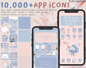 IOS15 Floral App Icons, Spring App Icons, Flowers App Covers, Pink IOS14 Aesthetic, Blue Minimal App, IOS Widgets, Shortcuts for iPhone