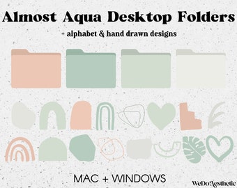 50 Desktop Folder Icons, Mac + Windows Folders Icons, Mac Neutral Minimal Icons, Mac Folders, Computer Folders, Desktop Organizer Bundle