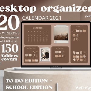MOODY - CALENDAR 2021 Desktop Wallpaper - Desktop Organizer Wallpaper Brown for students college work business, Mac Windows, Desktop Folders