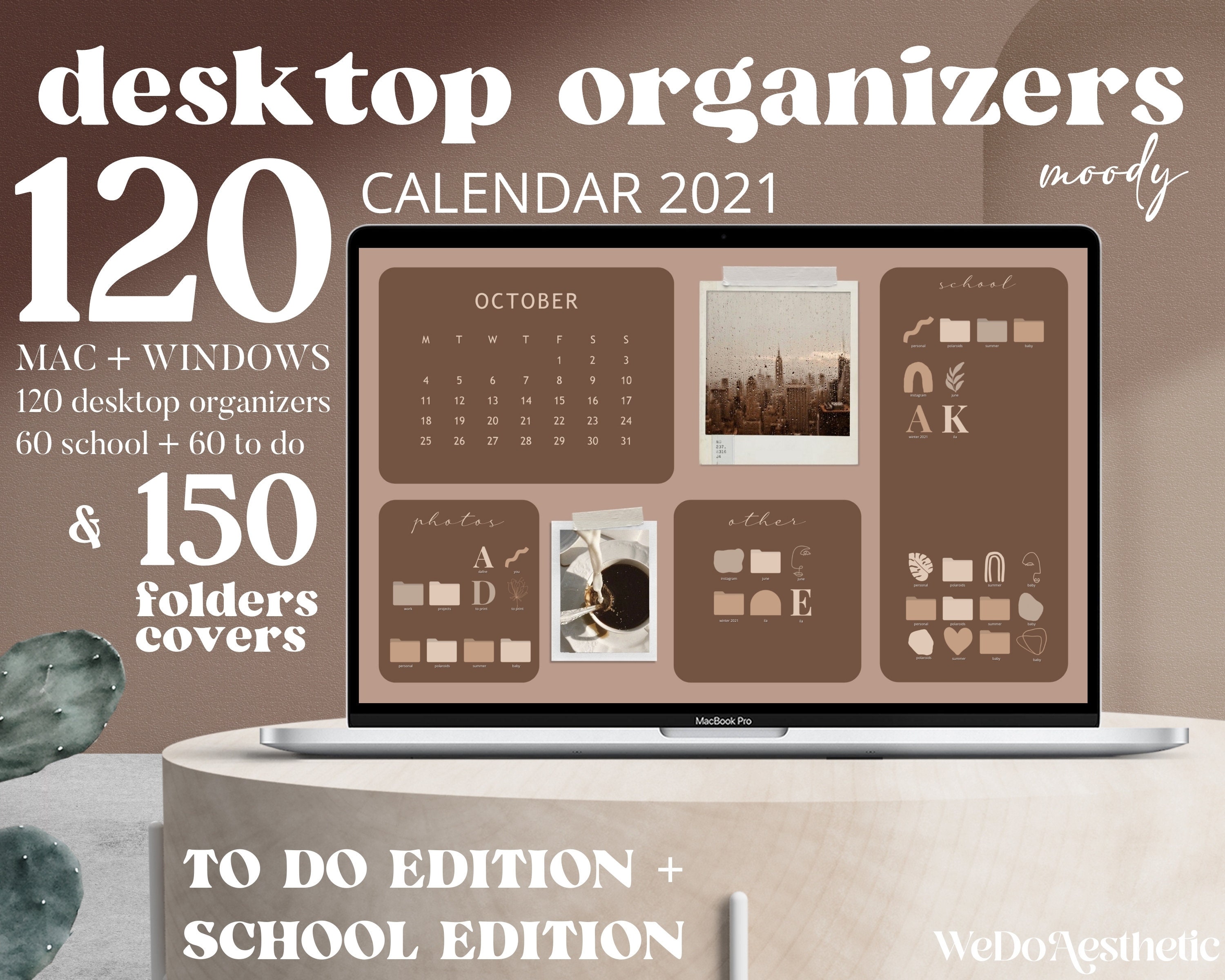 MOODY CALENDAR 2021 Desktop Wallpaper Desktop Organizer Etsy
