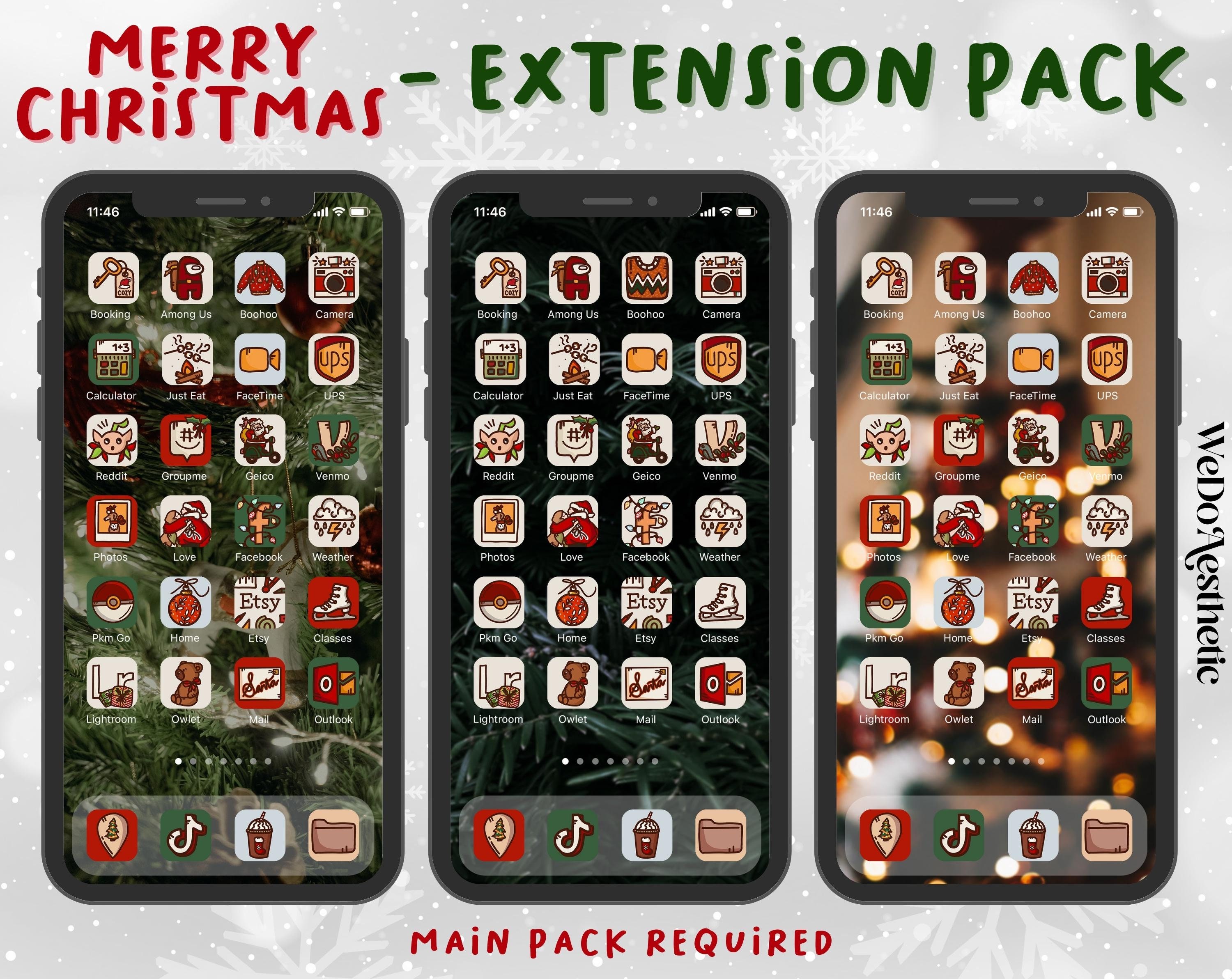 Merry Christmas EXTENSION PACK Hand Drawn IOS14 App Icons - Etsy