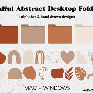 50 Desktop Folder Icons, Mac + Windows Folders Icons, Mac Neutral Browns Icons, Mac Folders, Computer Folders, Desktop Organizer Bundle