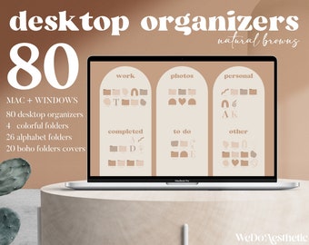 Desktop Wallpaper Organizer, MacBook Folder Icons, Mac Natural Beige Minimal Wallpaper, Mac Wallpaper, Computer Wallpaper, Windows Organizer