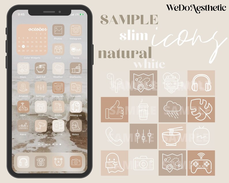 IOS14 App Icons Natural White Aesthetic App Covers Icons