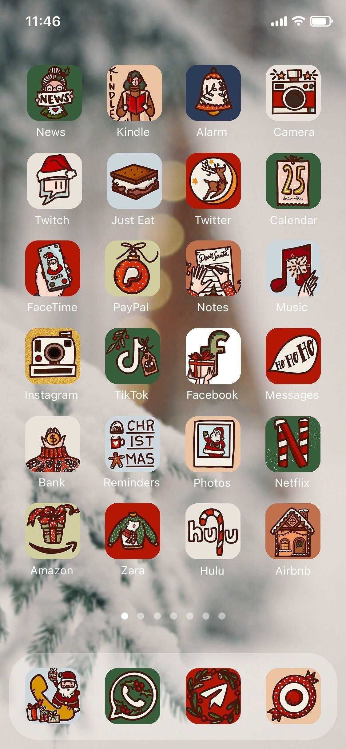 Christmas MAIN PACK - Hand Drawn IOS14 App Icons Bundle, IOS16 App Covers, Winter Theme, Christmas Holiday Aesthetic, Icons iPhone + Android