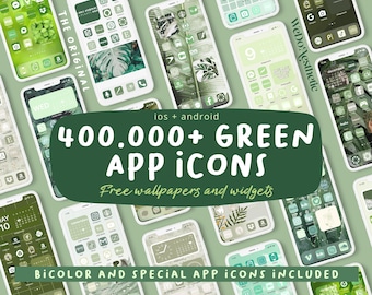 400.000+ IOS15 App Icons Green, Plants Theme, App Icon Sage, App Covers, Green Aesthetic, IOS14 Aesthetic, Plant Icons for iPhone Android