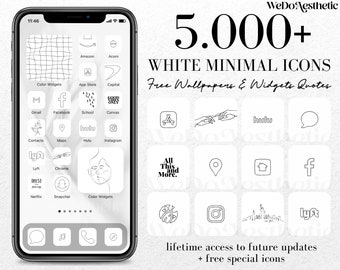 5000+ White Minimal App Icon Pack, White App Icons Aesthetic, IOS 15 App Icon, Widgets, IOS 14 Homescreen, White Minimalistic App Covers