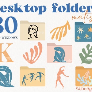 80 MATISSE Desktop Folder Icons, Mac + Windows Folders Icons, Mac Natural Minimal Icons, Desktop Folders, Mac Folders, Desktop Organizer
