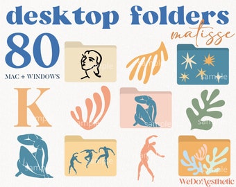 80 MATISSE Desktop Folder Icons, Mac + Windows Folders Icons, Mac Natural Minimal Icons, Desktop Folders, Mac Folders, Desktop Organizer