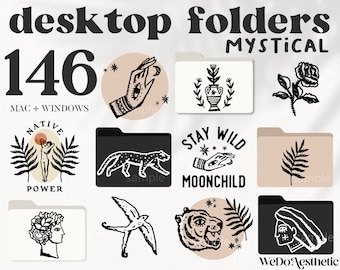 146 Desktop Folder Icons, Mac + Windows Folders Icons, Mac Natural Minimal Icons, Desktop Folders Mystic, Mac Folders, Folders Icons Magical