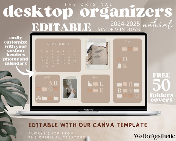 CALENDAR 2024 2025 Aesthetic Editable Desktop Organizer Wallpaper