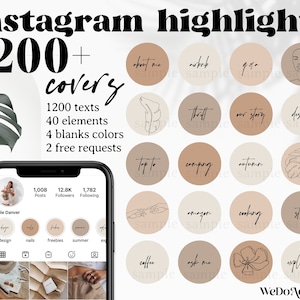 1200+ Instagram Highlights Covers, Handwritten IG Highlight Icons, Story Highlights Natural Colors, Social Media Story Highlights Covers